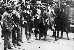 Workers arrested by the Guardia Civil and Guardia de Asalto during the Asturian miners' strike of 1934