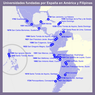 Universities founded in Spanish America by the Spanish Empire