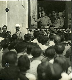 General Varela rallying military and civilians in Seville (September 1936)