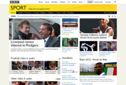 BBC Sport website as it appeared in May 2012