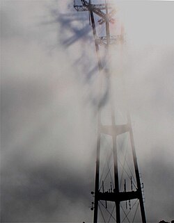 Sutro Tower casts a 3-dimensional fog shadow