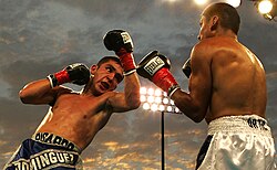 Ricardo Dominguez (left) throws an uppercut on Rafael Ortiz (right)[92]