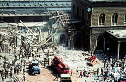 Attack of the far-right terrorist group NAR at the Bologna railway station on 2 August 1980, which caused the death of 85 people