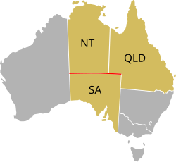 The 26th parallel south defines the northern border of South Australia with the Northern Territory and Queensland.