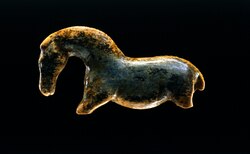 Wild horse figurine Urpferd from the Vogelherdhöhle (40,000 years), UNESCO World Heritage
