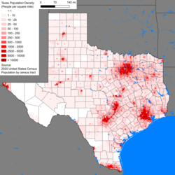 Texas population density map
