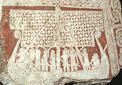 The Tjängvide image stone dating from 800 to 1099, example of Viking art