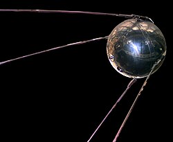 The first artificial satellite, Sputnik 1, launched by the Soviet Union