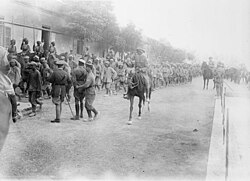 German prisoners taken during the raid escorted by the ANZAC Mounted Division and the Imperial Service Cavalry Brigade.
