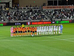 Mid-match protest by Orange County SC and Lexington SC players in April 2026, a protest that all teams participated in until a new CBA was finally agreed upon mid-season by the USL front office.