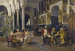 Conversation in a Sevillian Courtyard, 19th century by José Jiménez Aranda