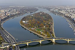 Aerial panorama with Margaret Island