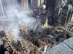 Ground Zero in New York following the September 11th attacks, September 2001