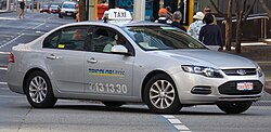 A pure LPG-powered Ford Falcon taxicab in Perth, Australia