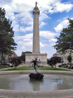The Washington Monument, erected in 1815 in Baltimore in honor of George Washington