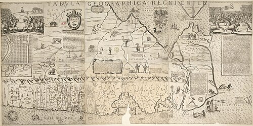 Tabula geographica Regni Chile from 1646 depicts Terra Australis Incognita to the east of Tierra del Fuego.