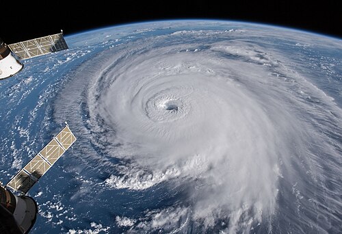 Space view of a tropical cyclone with a well-defined eye