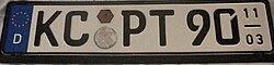 Example of a defaced plate – notice how the bottom seal is completely gone, due to scraping. (from Kronach).