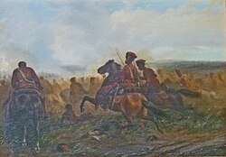 Charge of the Hussards of the Prussian Guard, painting by Jules van Imschoot