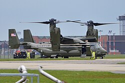 A MV-22B of HMX-1 at RAF Mildenhall in 2016