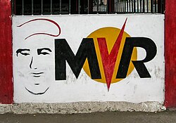 A painted mural in support of the Fifth Republic Movement (MVR) found in Barcelona, Anzoátegui, Venezuela