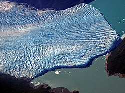 Aerial view of the glacier, taken two weeks before the 2004 rupture