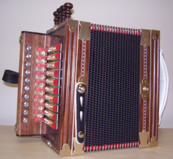A Cajun diatonic accordion.