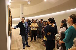 A guided tour group at the Soumaya Museum in Mexico City, Mexico
