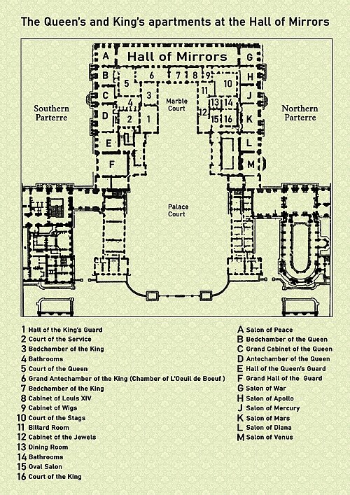 The royal apartments adjacent to the Hall of Mirrors