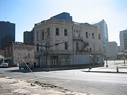 The famous "Eagle" building at South Rampart & Perdido streets is a jazz history landmark