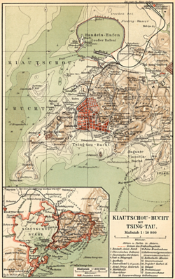 Map of Kiautschou Bay with Tsingtau, 1905
