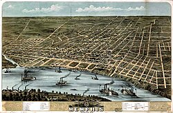 Historic aerial view of Memphis, 1870