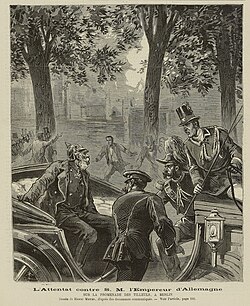 Nobiling assassination attempt as the front cover of Le Journal illustré (16 June 1878)