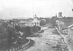 Dirt roads surrounding a garden