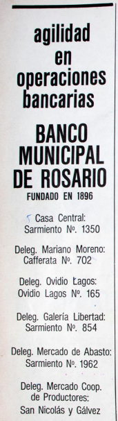 Advertisement of the Municipal Bank of Rosario in the local magazine Boom, August 1968.