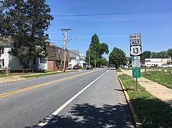 US 13 Alt. northbound past Water Street in Dover
