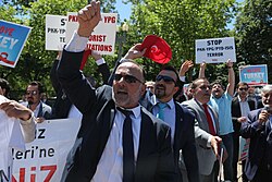 Erdoğan's supporters outside the White House in Washington, D.C., 16 May 2017