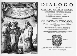 Galileo's champion-figure Salviati convinces Sagredo and defeats the Aristotelian Simplicio, in his 1632 Dialogue.