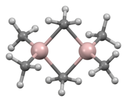 Structure of trimethylaluminium, a compound that features five-coordinate carbon.
