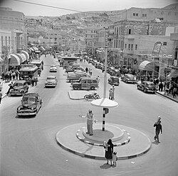 View of King Faisal Street in 1953, one of the main thoroughfares of Downtown Amman.