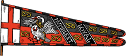 Standard of Henry Stafford, 2nd Duke of Buckingham, about 1475, features the Stafford knot and Bohun swan badges.