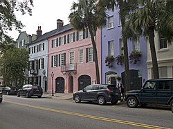Rainbow Row's 13 houses along East Bay Street formed the commercial center of the town in the colonial period.