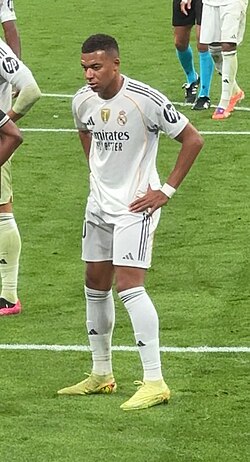 Mbappé playing for Real Madrid in 2025