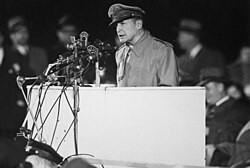 Gen. Douglas MacArthur at Soldier Field, 1951