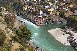 Confluence of the Bhagirathi and Alaknanda Rivers at the Ganges in Devprayag, India
