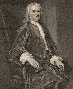 Engraving of Portrait of Newton by John Vanderbank
