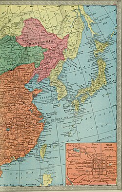 1900s map of Manchuria, in pink