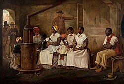 Slaves Waiting for Sale: Richmond, Virginia [wd], painting by Eyre Crowe based on a sketch made 1853 while visiting the United States with William Thackeray