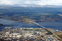 The Kessock Bridge carries the A9 trunk road across the Beauly Firth.