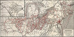 Map of known Underground Railroad routes, as mapped by a historian of 1898
